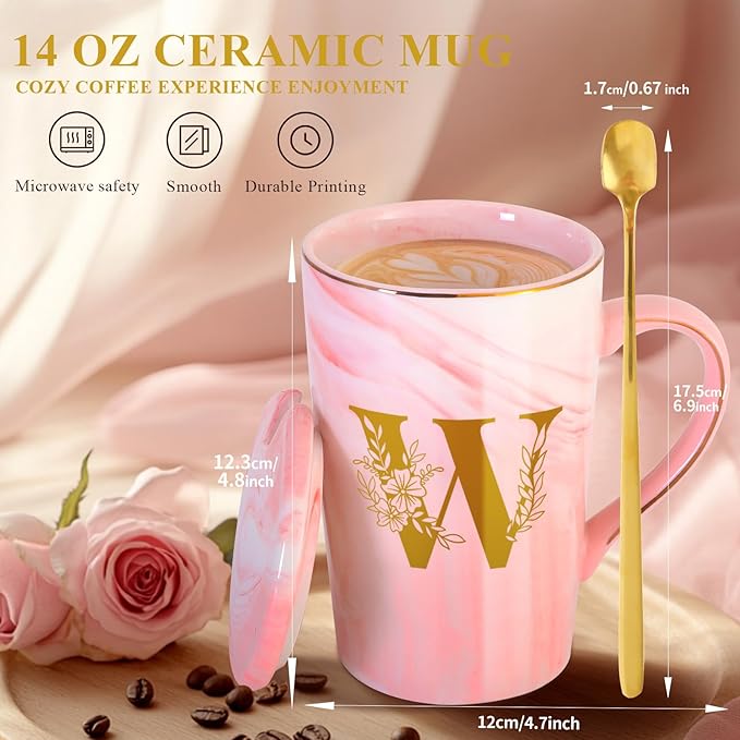 MNZZ Personalized Ceramic Coffee Mug with Lid Tea Cup Women Men Teacher Christmas Gifts Music Dance Science Daycare Special Education Need English History Sunday School Spanish Autism Reading Gym,W