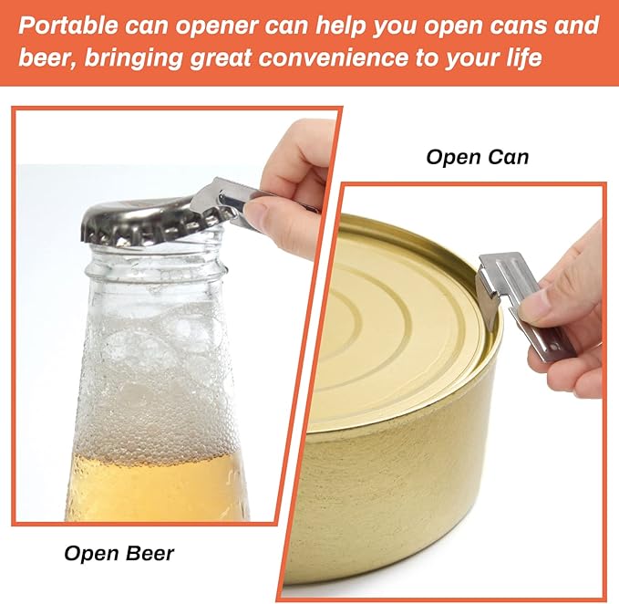 12 Pieces Military Style Can Openers with Key Rings, Anglecai P-51 and P-57 Camping Can Openers Stainless Steel Army Survival Can Opener Portable for Traveling
