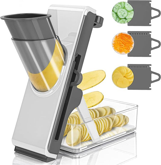 Mandoline Slicer for Kitchen, Mandoline Slicer Safe Multifunctional Dicer Adjustable Commercial Slicer Machine Stainless Steel Chopper