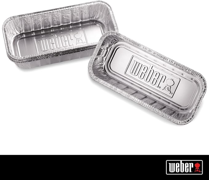 Weber Aluminum Drip Pans 10‑Pack – Disposable Foil Pans for Indirect Cooking, Catching Drippings, Ideal for Roasts, Turkeys & Gravy Drippings (Fits SmokeFire, Summit and Genesis II 400 & 600)