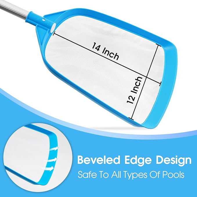 TidyMister Pool Leaf Skimmer Net Ultra Fine Mesh with Aluminum Poles 5 Sections 6 Feet Swimming Pool Cleaning Net Leaf Catcher for Above Ground Pools Inground Pools