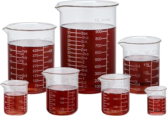 Ackers Etching Scale Measuring Glass V-Shaped Spout Made of High Borosilicate Glass Measuring for Kitchen or Restaurant, Easy to Read,60ML (2 Oz) 丨(2 Pack)