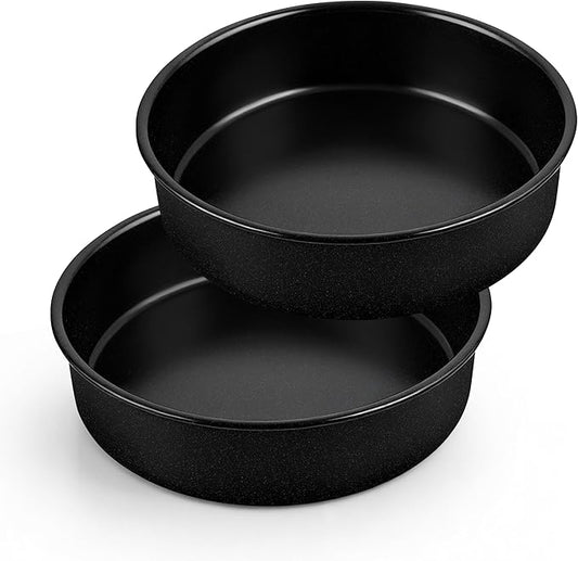 P&P CHEF Non-stick Cake Pan Set of 2, 7 Inch Round Baking Cake Pans Tins for Tier Smash Cakes, Non-Toxic & Solid, Stainless Steel Core & Leak-Proof, 2Pcs