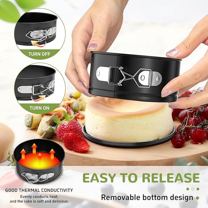 4 Inch Mini Springform Pan, Non-stick Cheesecake Pan, Spring Form Pans for Baking, Springform Pans with Removable Bottom, Round Cake Pans, Small Cake Mold for Mini Cheesecake Pizza
