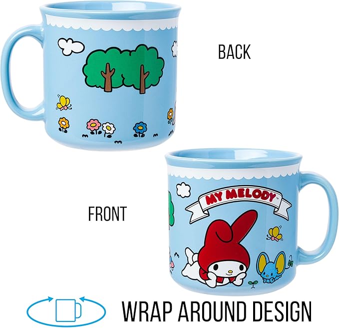 Silver Buffalo Sanrio Hello Kitty and Friends My Melody and Flat Ceramic Camper Mug, 20 Ounces