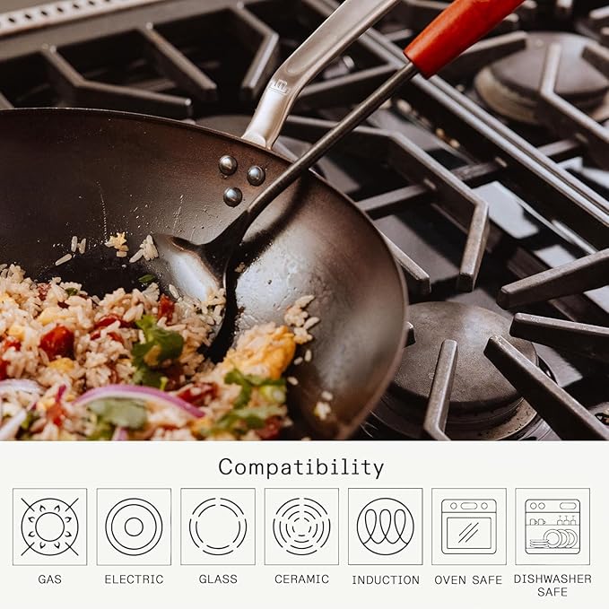 Made In Cookware | 13" Seasoned Carbon Steel Wok - (Like Cast Iron, but Better) | Professional Cookware | Crafted in Sweden | Induction Compatible