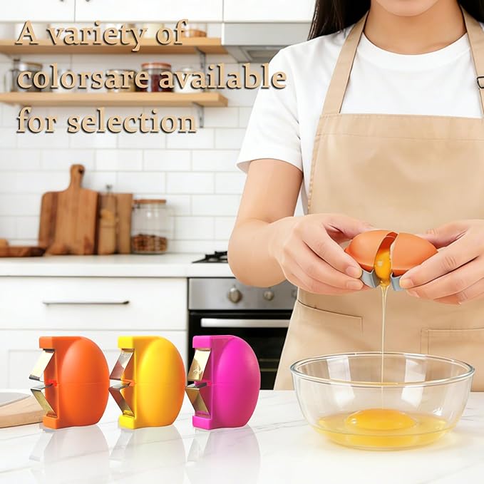 Egg Shell Opener ｜Eggs Peeler Shell Remover ｜Multifunctional Egg Separator for Raw and Hard-Boiled Eggs ｜ Portable Stainless Steel Egg Cracker Kitchen Tool (Orange)