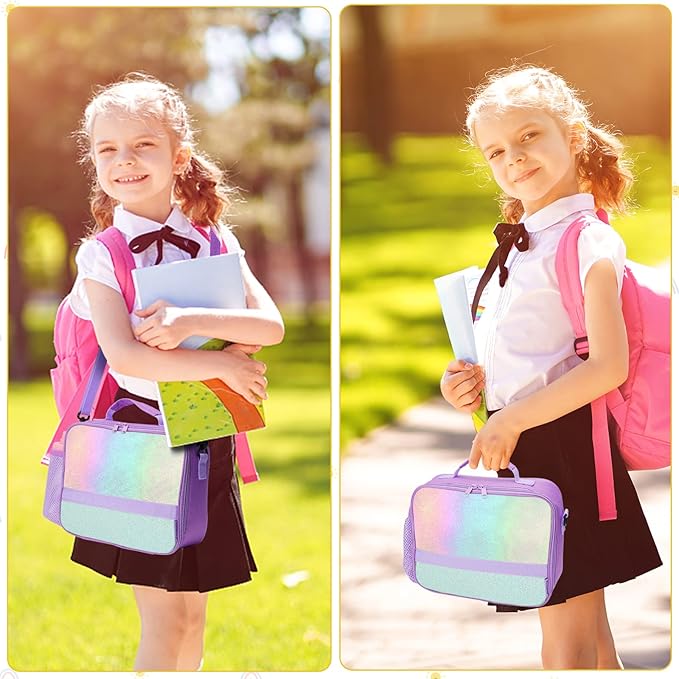Cerbonny Kids Lunch Box, Crystal Purple, Insulated, Durable, Adjustable Shoulder Strap, Keeps Food Warm, Ideal for School and Travel