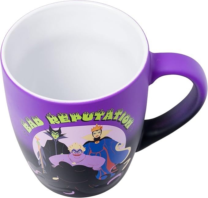 Silver Buffalo Disney Villains Bad Reputation Featuring Maleficent, Ursula, and the Evil Queen Jumbo Ceramic Mug, 25 Ounces