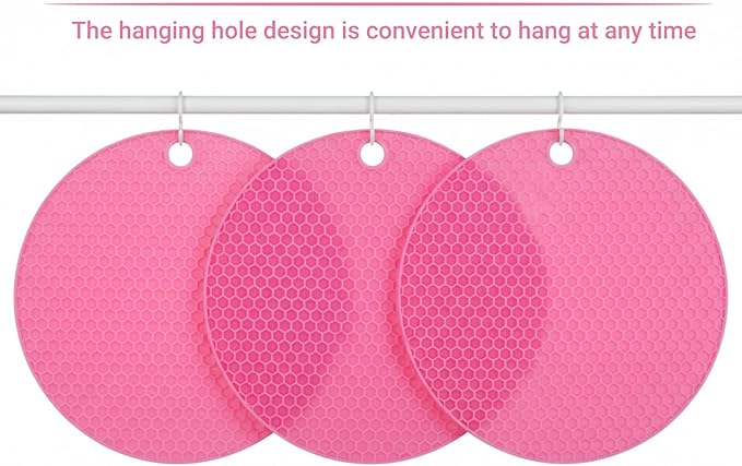 3Pcs Rubber Jar Opener,Round Large Jar Opener Gripper Pad Multipurpose Openers for Seniors Kitchen Non-Slip Coasters for Weak Hands,6.7x6.7Inch - Pink