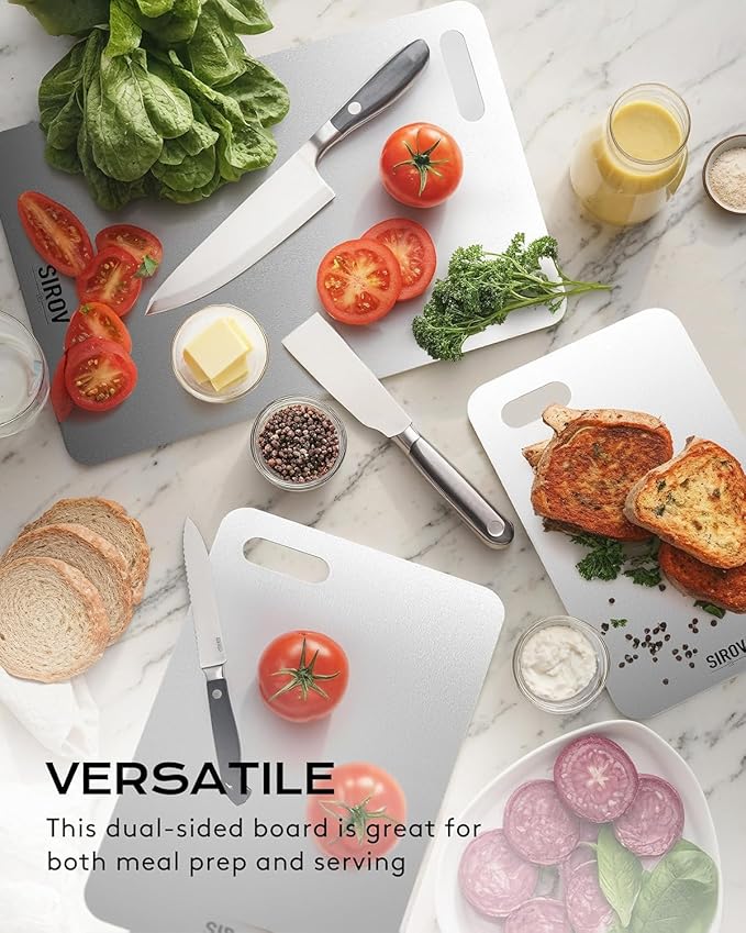 Titanium Cutting Board, 100% Pure Titanium Cutting Boards For Kitchen, Best Non Toxic chopping board, Dishwasher safe, Hygiene and Durability for Meat and fruit, New Package Design (3 PCS)