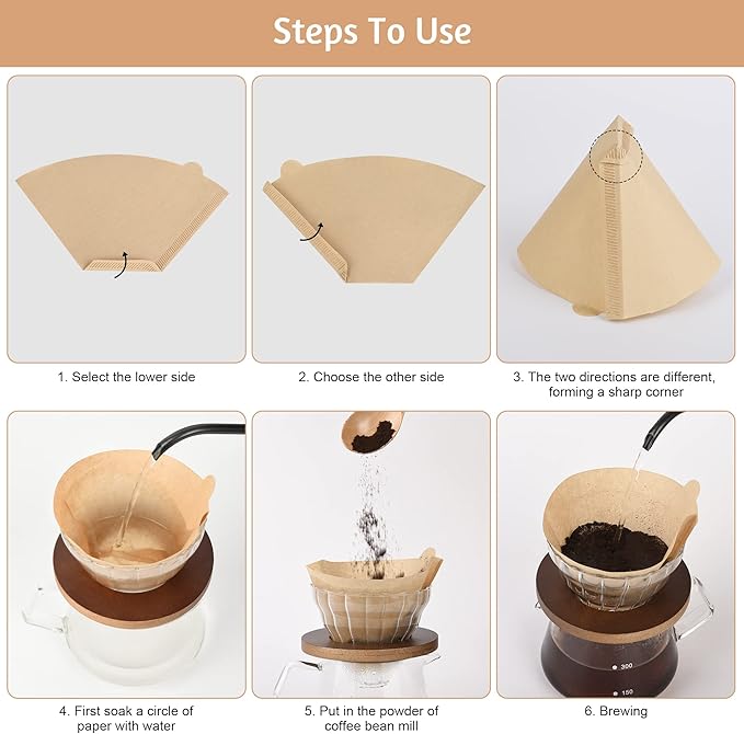 Coffee Filters 2, 100 Count Disposable #2 Cone Coffee Filter Unbleached Natural Coffee Filters 2 Cone Paper for Pour Over Coffer Makers/Coffee Dripper Cones(2-6 Cups）