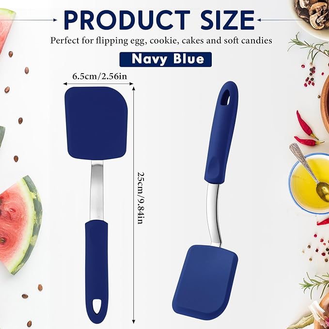 Small Silicone Spatula Flexible Silicone Cookie Spatula Heat Resistant Small Pancake Turner for Kitchen Use Nonstick Cookware No Scratch Cooking Flipper for Egg Pancake