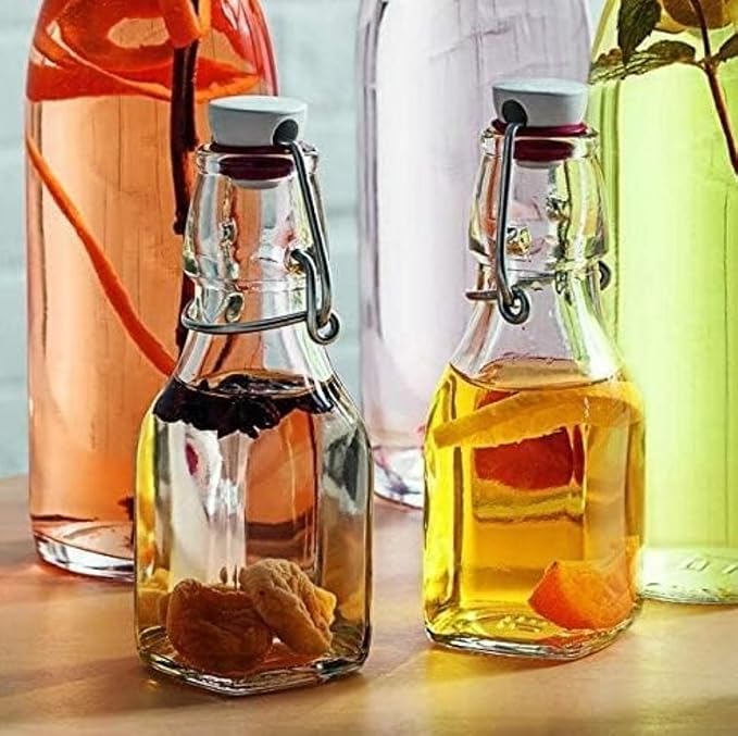Bormioli Rocco Swing Bottle - 4.25 oz, Recyclable Glass with Airtight Seal - BPA-Free & Dishwasher Safe - Ideal for Infused Drinks, Juices, Oils - Leakproof, Odor Proof, Stain Proof Food Storage