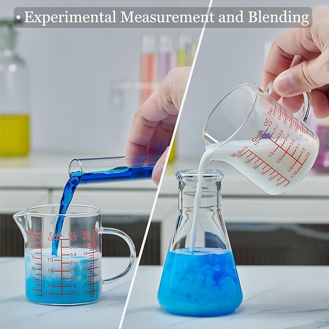 Measure Glass -[Insulated handle | V-Shaped Spout]-Made of High Borosilicate Glass Measuring for Kitchen or Restaurant, Easy to Read, 120 ML (4 Oz)