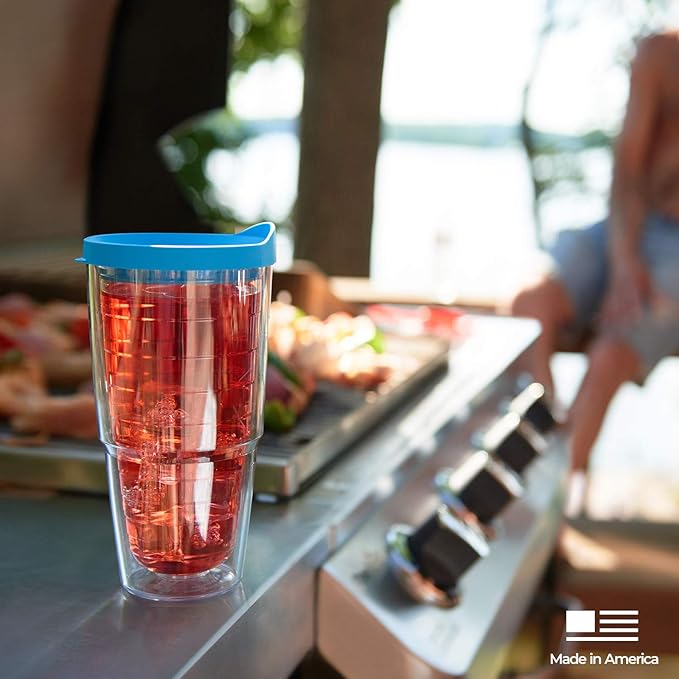 Tervis Home of the Free Because of the Brave Tumbler with Wrap and Navy Lid Clear, 24 oz - Tritan