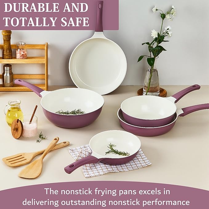 UPIT Non Stick Ceramic Wok Pan Skillet | Scratch-Resistant PFOA & PFOS Free Non Toxic Wok for Cooking | Compatible with Induction, Gas & Electric Stovetops (9.5 inch)