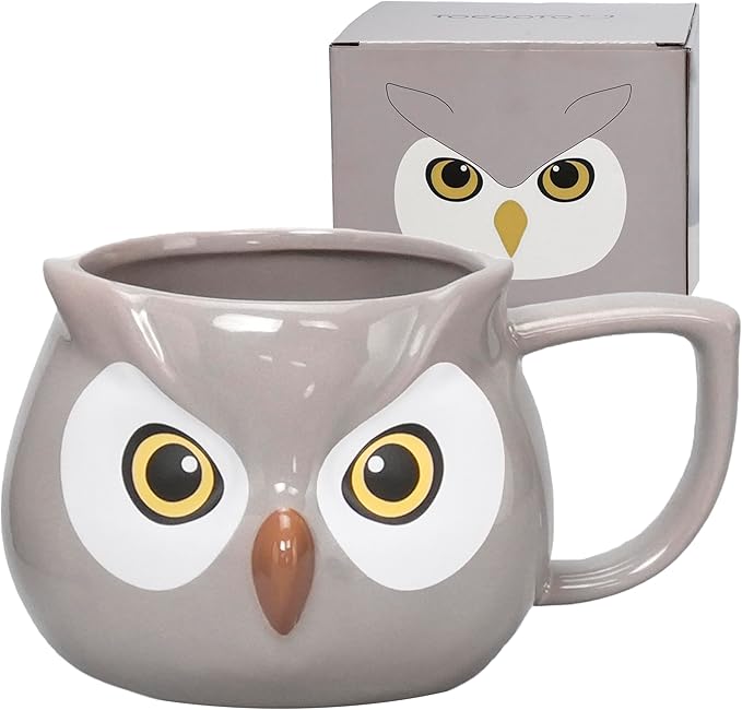 Owl Mug - Ceramic Coffee Cup for Women, 3D Funny Coffee Mug, Christmas Birthday Owl Gifts for Women Man Kids 14oz
