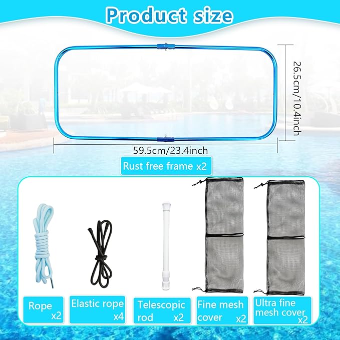 Pool Skimmer Screen Guard, Anti Rust Swimming Pool Skimmer Leaf Guard Net Blocker for Inground Above Ground Vinyl Lined, Pool Skimmer Leaf Catcher with Fine Mesh & Ultra Fine Mesh Easy to Install