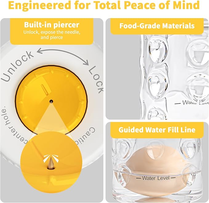 Luvan 2-in-1 Egg Peeler & Piercer Tool for Hard-Boiled Eggs – Built-in Hole Puncher & Quick Shake Egg Shell Remover for Cooking, Salads, Deviled Eggs, Breakfast Prep