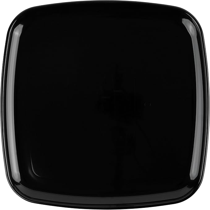Plasticpro Plastic Serving Trays - Serving Platters Disposable Party Dish White, (4, Square Black Trays)