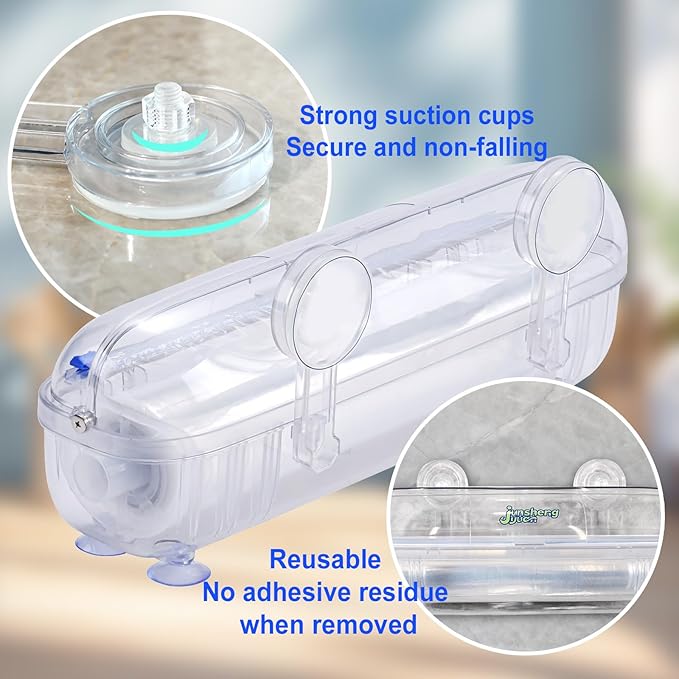Kitchen Food Preservation Storage Set Reusable Dispenser - Nail-Free Wall Mounting/Countertop Use Cutting Box - Includes 1 Roll of Food-Grade PE Plastic Wrap 12 inch x 492 ft