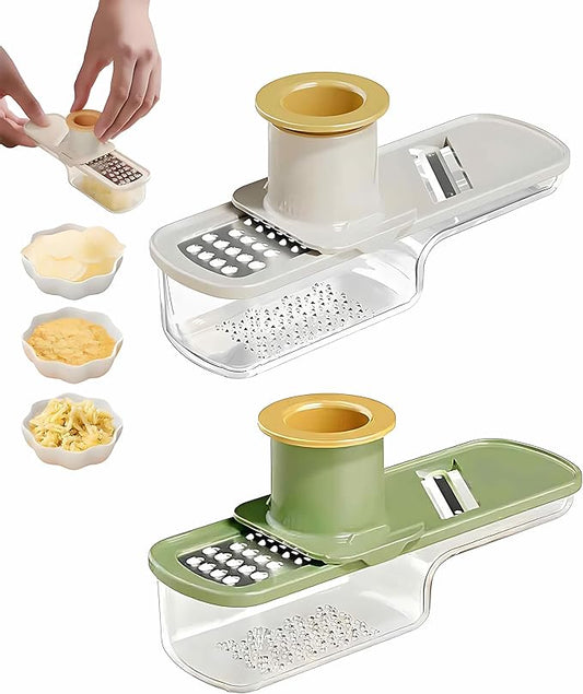 2PCS Small Multifunctional Garlic Grinder Hand, Mini Garlic Slicer Super Thin with Container