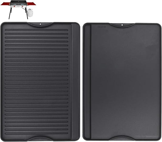 24" X 16" Reversible Cast Iron Griddle for Camp Chef, Flat Top Plate for Gas/Stove/Charcoal/Propane Grill, Universal 4 Burner Stove Top Griddle for Outdoor Cooking & Camping Accessories