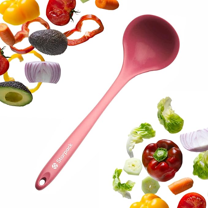 Starpack 'Ladle of Love' XL Premium Silicone Ladle Spoon - Up-to 600°F High Heat Resistant Soup Ladles - Kitchen Ladles for Serving, Rubber Non Stick Silicone Spoons, LFGB Grade Cooking Spoon
