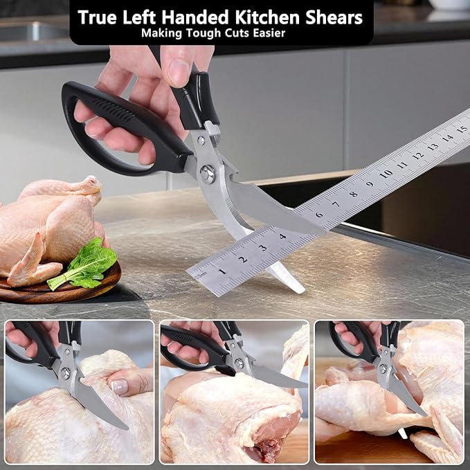 Left Handed Kitchen Scissors, Lefty Poultry Shears Kitchen Tools Utensils for Left Hand People/Adults