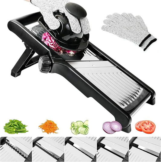 Adjustable Mandolin Slicer, Kitchen Mandolin Slicer, Mandolin Anti-cutting, Potato Slicer, Vegetable, French Fry Cutter, Stainless Steel Vegetable Cutter