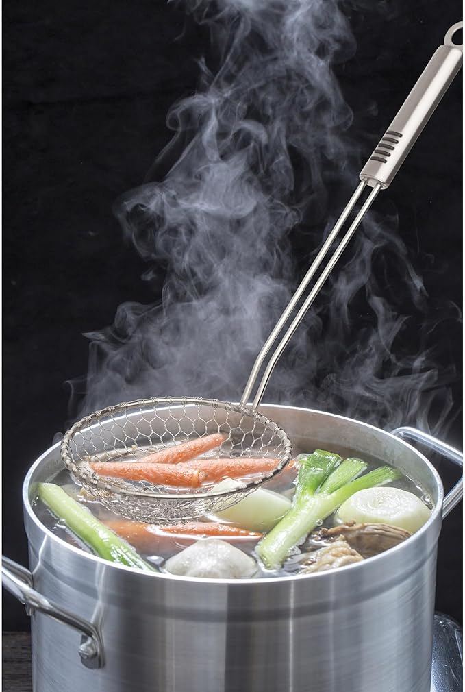Helen's Asian Kitchen Spider Strainer, 5-Inch, All Stainless Steel Mesh Basket And Handle, For Noodles, Dumplings, Wontons, Deep Frying, And Draining Tasks