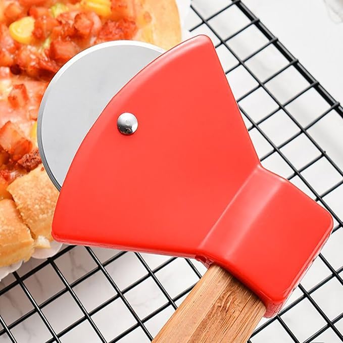 Axe Head Shape Pizza Cutter, 9 Inch x 4 Inch Stainless Steel Pizza Knife Sharp Blade for Cutting of Pizza, Bread and Cake (red)