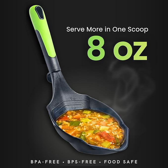 Soup Ladle -500F Heat Resistant & BPA-free. Non Scratch 8oz Ladle Spoon. Non Stick Scoop Ladel Serving Spoons for Sauce Pasta. Soup Spoons Kitchen Utensils. Canning Supplies Starter Kit by Supa Ant