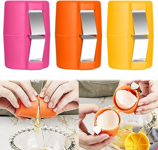 3Pcs Egg Shell Opener, 2026 New Egg Cracker Tool for Raw Eggs, Hard Boiled Egg Peeler Egg Cube Egg Separator Handheld, Stainless Steel Eggshell Breaker Egg Shell Cutter Kitchen Gadgets（3Pcs）
