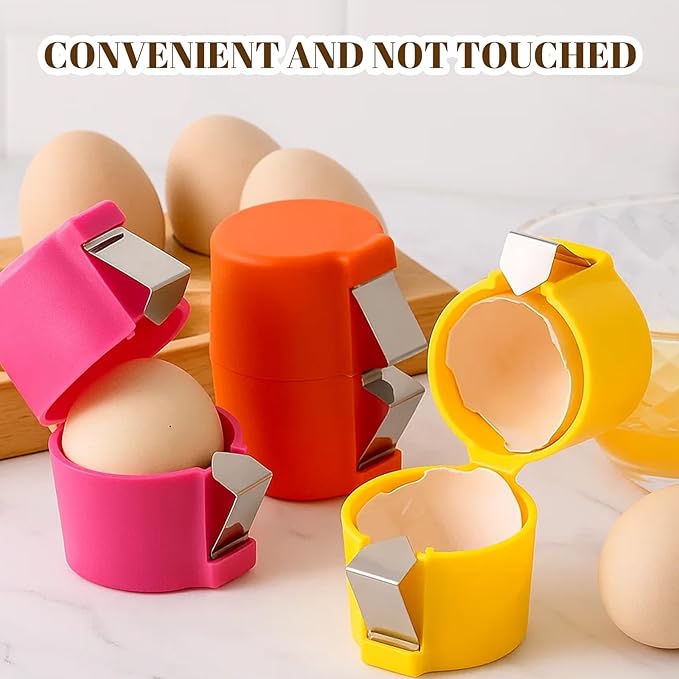Egg Cracker, 6PCS Egg Shell Opener for Raw Eggs, Efficient Stainless Steel Egg Opener for Home Cooks and Baking Enthusiasts, 3 Colors