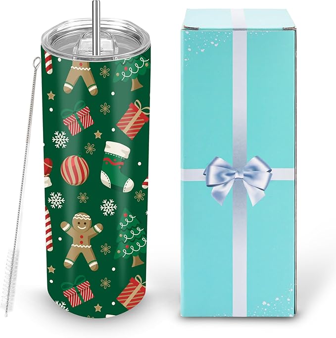 D·S 1 Pack Sublimation Tumblers 20 oz Skinny Straight Flat Bottom Blank Tumbler Cups with Individual Gift Boxed for Heat Transfer DIY Craft