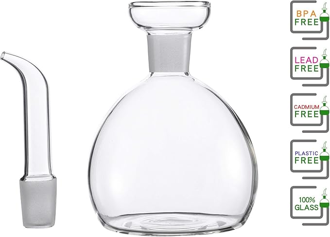 HAIZEEN 5 oz / 150 ml No Funnel Needed Olive Oil & Vinegar Dispenser Glass Cruet Decanter for Kitchen,Lab glassware seal handicraft Keeps Fresh Longer