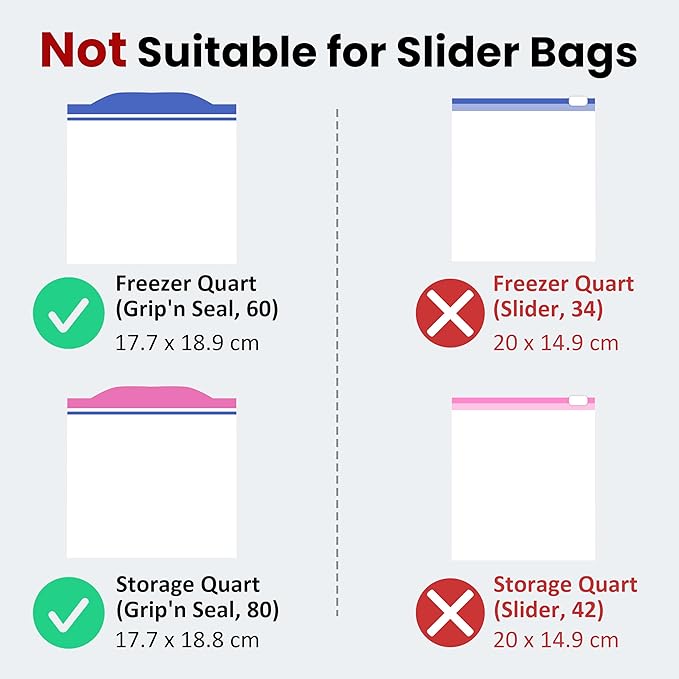 LUVCOSY Acrylic Food Bag Storage Organizer Magnetic Fridge Attachment Compatible with Ziploc Sandwich/Snack/Grip'n Seal Quart/1 Gallon, Dispenser for Ziploc Bags, Kitchen Organization, 2 Packs
