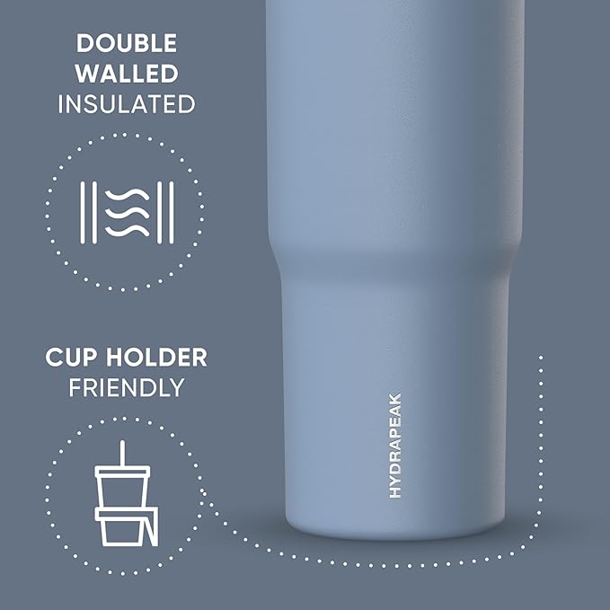 Hydrapeak Nomad 32 oz Tumbler with Handle and Straw Lid, Leakproof, Double Insulated, 32oz Cup Stainless Steel (Modern Blue)