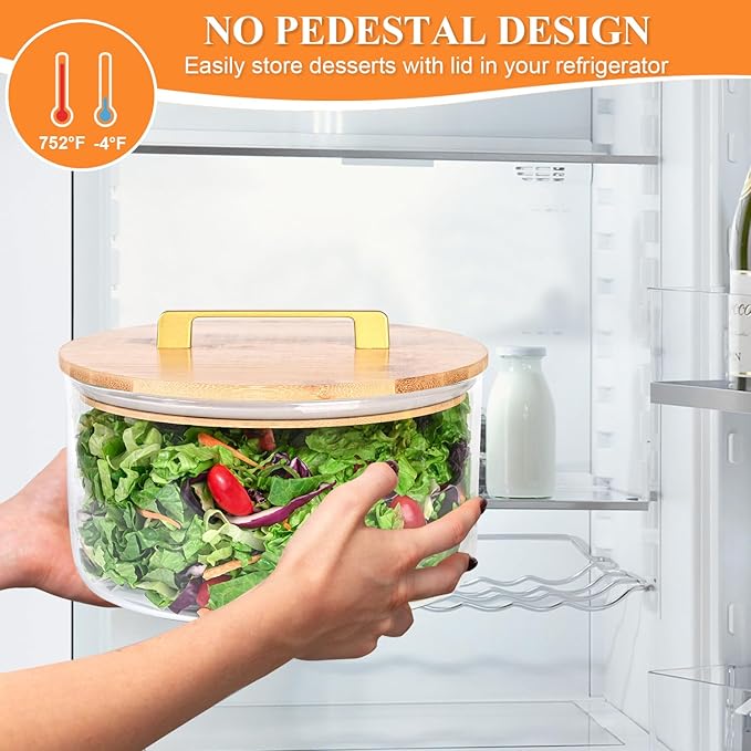 Large Salad Bowl, 10 inch Trifle Bowl with Sealed Lid, Versatile Mixing and Serving Bowl for Laying Ice Cream, Cake, Salad, Fruit, Baking, Dessert and Party Diy, Microwave Safe