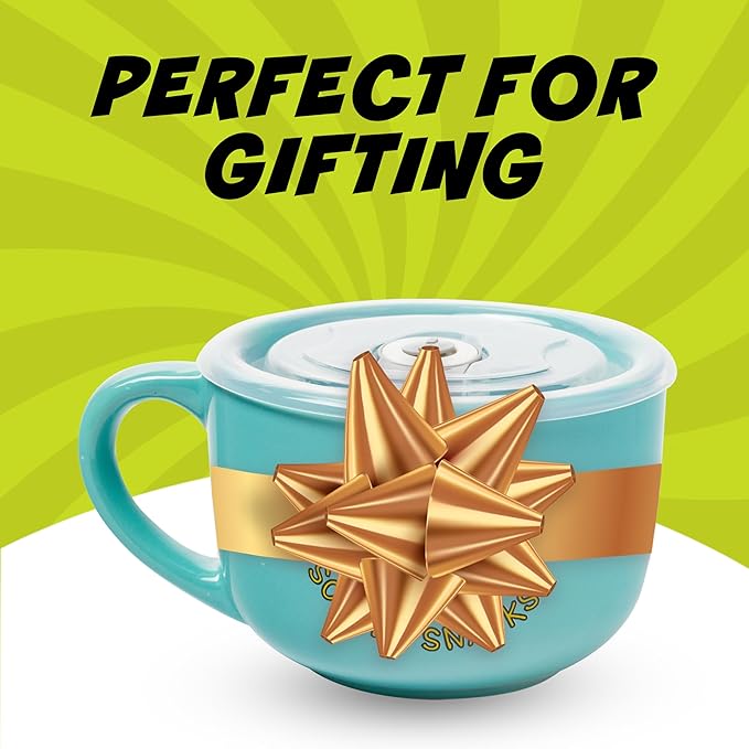 Silver Buffalo Scooby Doo Scooby Snacks Ceramic Soup Mug with Vented Plastic Lid, 24 Ounces
