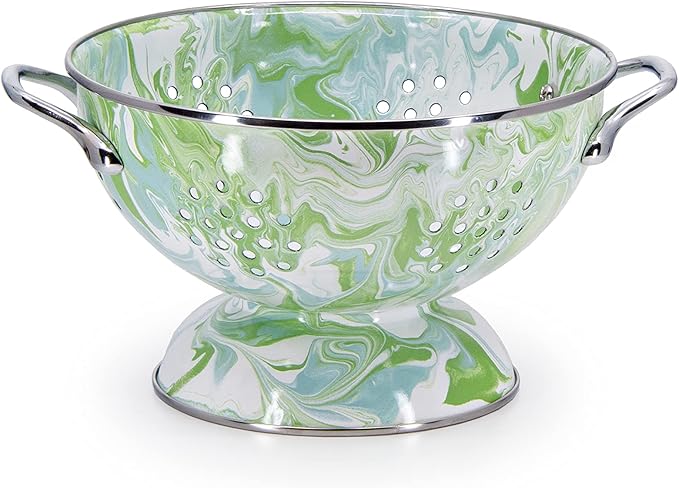 Golden Rabbit Enamelware Medium Colander, 3 quart, Modern Monet
