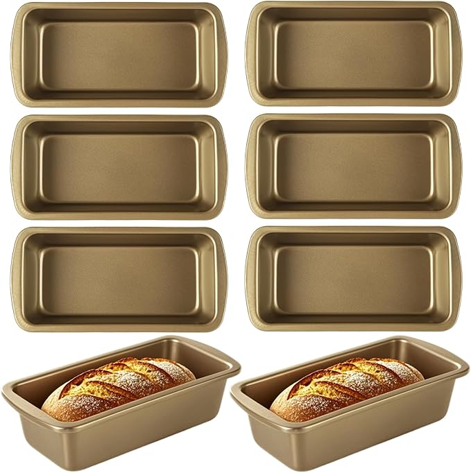 8 Pack Small Loaf Pans Nonstick 7.7x3.7 Banana Bread Pans for Homemade Bread Loaf Pan for Baking Bread Tin Metal Sourdough Bread Baking Pan Mini Sandwich Loaf Bread Pans Meatloaf Pan for Cake