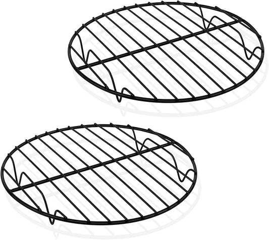 TeamFar Round Cooling Rack, 7.5’’ Small Baking Roasting Grilling Rack with Stainless Steel Core & Non-stick Coating, for Cooking Steaming Cooling, Healthy & Sturdy, Oven Safe & Easy Clean – Set of 2
