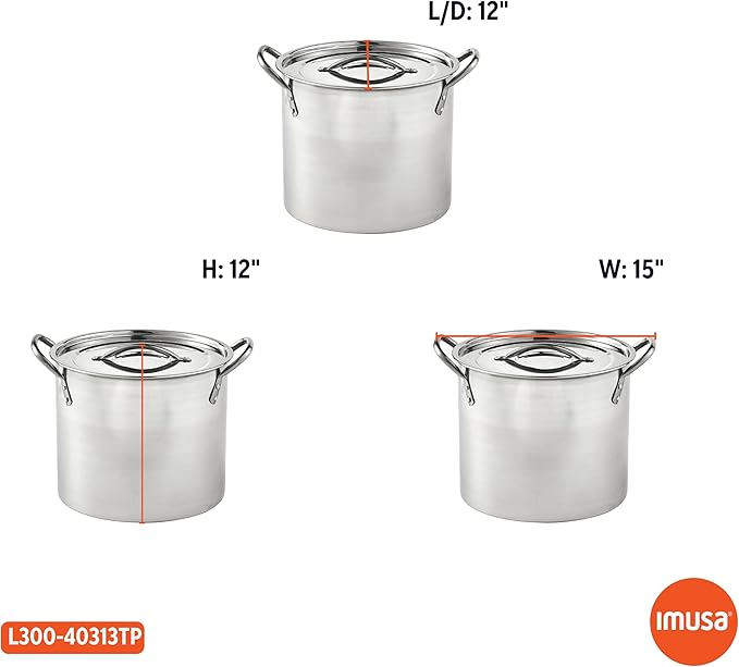 IMUSA Stainless Steel Stock Pot with Lid, 20 Quart, Silver