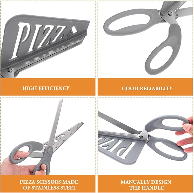 Amosfun Stainless Steel Pizza Scissors with Detachable Shovel and Plastic Handle Kitchen Pizza Cutter for Family and Restaurant Use Easy to Clean 12.99 X 5.11 X 3.14 Inches