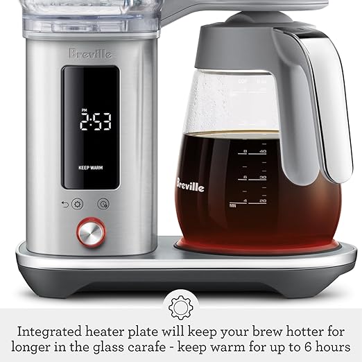 Breville Luxe Drip Coffee Machine, Brushed Stainless Steel, 60 Fluid Ounces Capacity, Glass Carafe, BDC415BSS