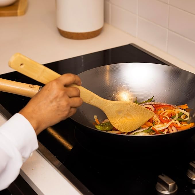 Joyce Chen 11-Piece Burnished Bamboo Cooking Utensil Set with Holder & Spoon Rest, Nonstick-Safe Spoons, Spatulas & Tongs