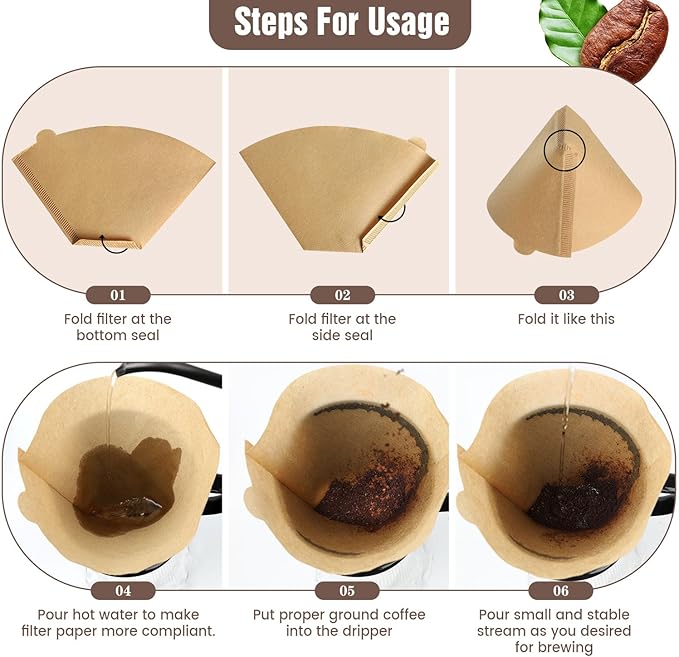 300Pcs Cone Coffee Filters #4, Clinuse Unbleached Size 04 Coffee Filters 8-12 Cup, Disposable Natural Paper Filters, No.4 Cone Filters Compatible with Ninja, Cuisinart, Pour Over and Drip Coffee Maker